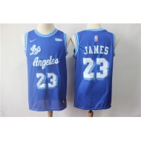 Los Angeles Lakers #23 LeBron James Blue Throwback Stitched NBA Jersey