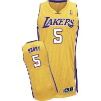Los Angeles Lakers #5 Robert Horry Gold Throwback Stitched NBA Jersey