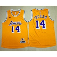 Los Angeles Lakers #14 Brandon Ingram Gold Throwback Stitched NBA Jersey