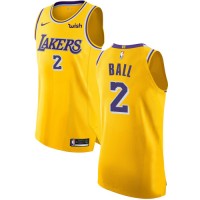 Nike Los Angeles Lakers #2 Lonzo Ball Gold NBA Authentic Icon Edition Jersey