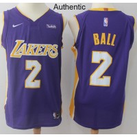 Nike Los Angeles Lakers #2 Lonzo Ball Purple NBA Authentic Statement Edition Jersey