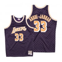 Mitchell & Ness Los Angeles Lakers #33 Kareem Abdul-Jabbar Purple Checkerboard HWC Throwback NBA Jersey