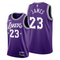Los Angeles Los Angeles Lakers #23 Lebron James Men's 2021-22 City Edition Purple NBA Jersey