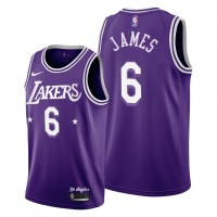 Los Angeles Los Angeles Lakers #6 Lebron James Men's 2021-22 City Edition Purple NBA Jersey