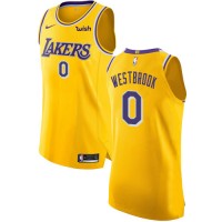 Nike Los Angeles Lakers #0 Russell Westbrook Gold NBA Authentic Icon Edition Jersey