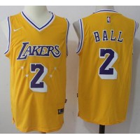 Nike Los Angeles Lakers #2 Lonzo Ball Gold Throwback NBA Swingman Jersey