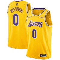 Nike Los Angeles Lakers #0 Russell Westbrook Gold NBA Swingman Icon Edition Jersey