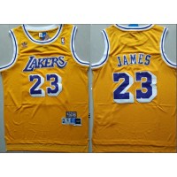 Los Angeles Lakers #23 LeBron James Gold Throwback Stitched NBA Jersey