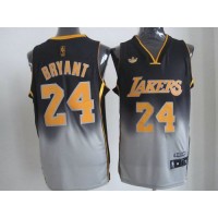 Los Angeles Lakers #24 Kobe Bryant Black/Grey Fadeaway Fashion Stitched NBA Jersey
