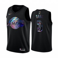 Nike Los Angeles Lakers #3 Anthony Davis Men's Iridescent Holographic Collection NBA Jersey - Black