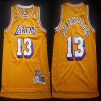 Los Angeles Lakers #13 Wilt Chamberlain Yellow Throwback Stitched NBA Jersey