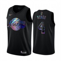 Nike Los Angeles Lakers #4 Rajon Rondo Men's Iridescent Holographic Collection NBA Jersey - Black