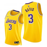 Nike Los Angeles Lakers #3 Anthony Davis Men's 2021-22 75th Diamond Anniversary NBA Jersey Gold
