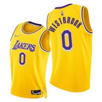 Nike Los Angeles Lakers #0 Russell Westbrook Men's 2021-22 75th Diamond Anniversary NBA Jersey Gold