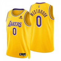 Nike Los Angeles Lakers #0 Russell Westbrook Gold Men's 2021-22 NBA 75th Anniversary Diamond Swingman Jersey - Icon Edition
