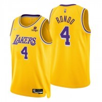 Nike Los Angeles Lakers #4 Rajon Rondo Gold Men's 2021-22 NBA 75th Anniversary Diamond Swingman Jersey - Icon Edition