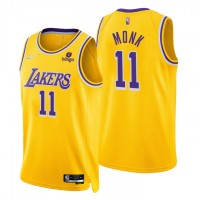 Nike Los Angeles Lakers #11 Malik Monk Gold Men's 2021-22 NBA 75th Anniversary Diamond Swingman Jersey - Icon Edition