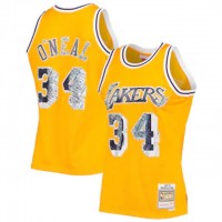 Nike Los Angeles Lakers #34 Shaquille O'Nea & Ness 1996-97 Hardwood Classics NBA 75th Anniversary Diamond Swingman Jersey - Gold