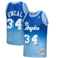 Los Angeles Los Angeles Lakers #34 Shaquille O'Neal Mitchell & Ness Men's Light Blue/Blue 1996/97 Hardwood Classics Fadeaway Swingman Player Jersey