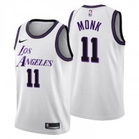 Nike Los Angeles Lakers #11 Malik Monk Men's 2022-23 City Edition NBA Jersey - Cherry Blossom White