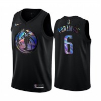 Nike Dallas Mavericks #6 Kristaps Porzingis Men's Iridescent Holographic Collection NBA Jersey - Black