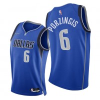 Nike Dallas Mavericks #6 Kristaps Porzingis Men's 2021-22 75th Diamond Anniversary NBA Jersey Blue