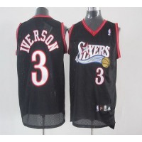 Philadelphia 76ers #3 Allen Iverson Black Stitched Youth NBA Jersey