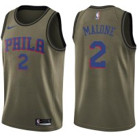 Nike Philadelphia 76ers #2 Moses Malone Green Salute to Service Youth NBA Swingman Jersey