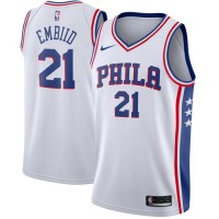 Nike Philadelphia 76ers #21 Joel Embiid White Youth NBA Swingman Association Edition Jersey