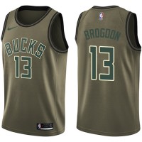 Nike Milwaukee Bucks #13 Malcolm Brogdon Green Salute to Service Youth NBA Swingman Jersey