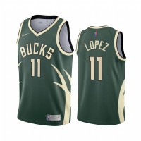 Milwaukee Milwaukee Bucks #11 Brook Lopez Green Youth NBA Swingman 2020-21 Earned Edition Jersey