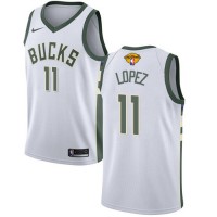 Nike Milwaukee Bucks #11 Brook Lopez Men's 2021 NBA Finals Bound Swingman Association Edition Jersey White