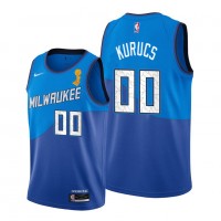 Nike Milwaukee Bucks #00 Rodions Kurucs Youth 2021 NBA Finals Champions City Edition Jersey Blue