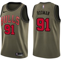 Nike Chicago Bulls #91 Dennis Rodman Green Salute to Service Youth NBA Swingman Jersey