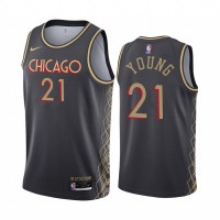 Nike Chicago Bulls #21 Thaddeus Young Black Youth NBA Swingman 2020-21 City Edition Jersey