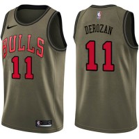 Nike Chicago Bulls #11 Demar Derozan Youth Green NBA Swingman Salute to Service Jersey