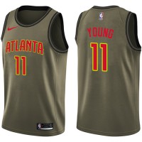 Nike Atlanta Hawks #11 Trae Young Green Youth NBA Swingman Salute to Service Jersey