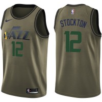 Nike Utah Jazz #12 John Stockton Green Salute to Service Youth NBA Swingman Jersey
