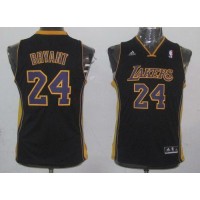 Los Angeles Lakers #24 Kobe Bryant Black Champion Patch Stitched Youth NBA Jersey