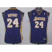 Los Angeles Lakers #24 Kobe Bryant Purple Champion Patch Stitched Youth NBA Jersey
