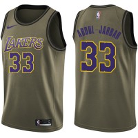 Nike Los Angeles Lakers #33 Kareem Abdul-Jabbar Green Salute to Service Youth NBA Swingman Jersey