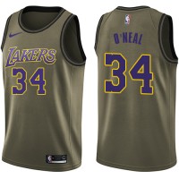 Nike Los Angeles Lakers #34 Shaquille O'Neal Green Salute to Service Youth NBA Swingman Jersey