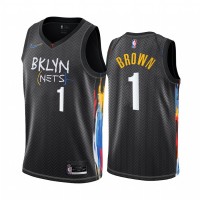 NikeBrooklyn Nets #1 Bruce Brown Black Youth NBA Swingman 2020-21 City Edition Jersey