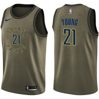 Nike Indiana Pacers #21 Thaddeus Young Green Salute to Service Youth NBA Swingman Jersey