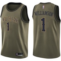 Nike New Orleans Pelicans #1 Zion Williamson Green Salute to Service Youth NBA Swingman Jersey