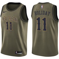 Nike New Orleans Pelicans #11 Jrue Holiday Green Salute to Service Youth NBA Swingman Jersey