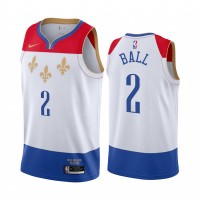 Nike New Orleans Pelicans #2 Lonzo Ball White Youth NBA Swingman 2020-21 City Edition Jersey