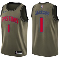 Nike Detroit Pistons #1 Reggie Jackson Green Salute to Service Youth NBA Swingman Jersey
