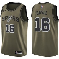 Nike San Antonio Spurs #16 Pau Gasol Green Salute to Service Youth NBA Swingman Jersey