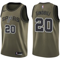 Nike San Antonio Spurs #20 Manu Ginobili Green Salute to Service Youth NBA Swingman Jersey